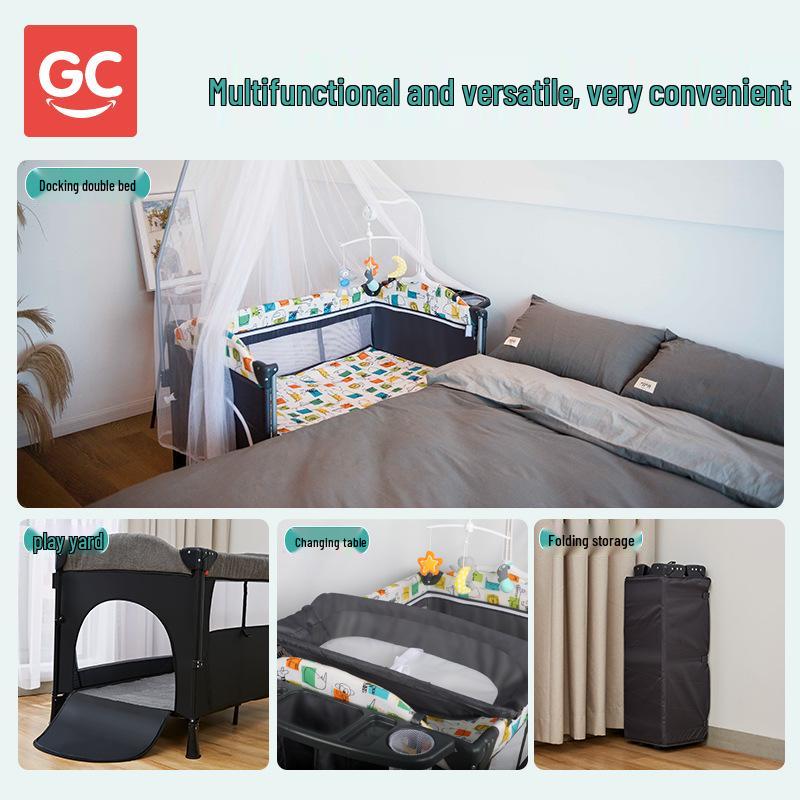 Portable Foldable Baby Bed and Rocker - Newborn Movable Splicing Bedside Crib