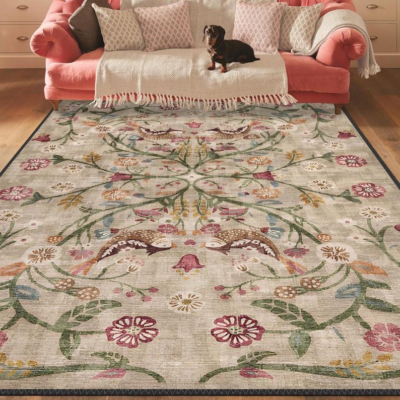 

Бохо Шик Турецкий Традиционный Цветочный Ковер Моющийся Нескользящий Большой Потертый Ковер для Декора Гостиной Спальни 60*90cm