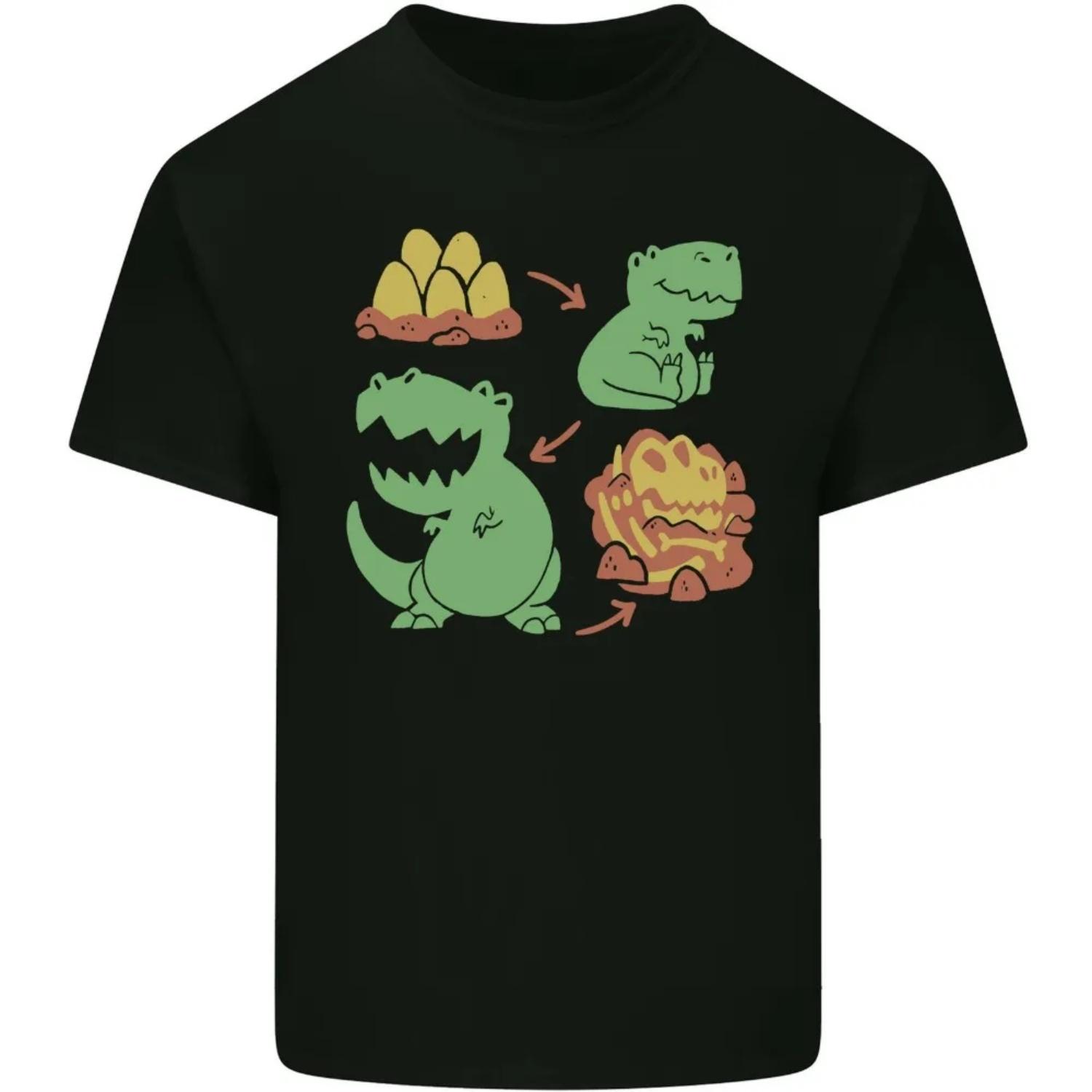 Dinosaur Evolution Extinction Fossils Funny Tee Tops T-Rex Mens Cotton T-Shirt Humorous Casual Summer Round Neck Short Sleeve S