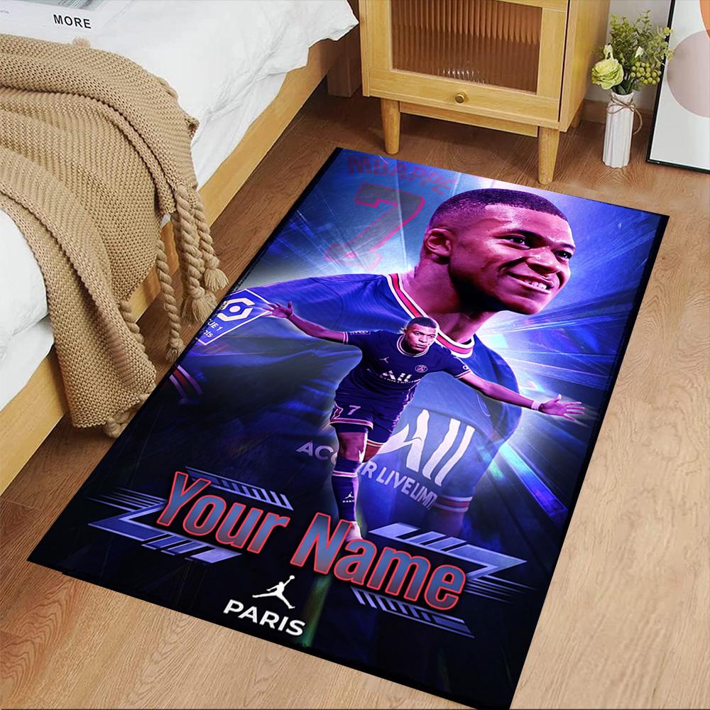 Mbappé Customize Text Floor Rug Office Rug Suitable for Study Room Bedrooms Hallway Decorate Room Anti-slip Rug Decorate Offices