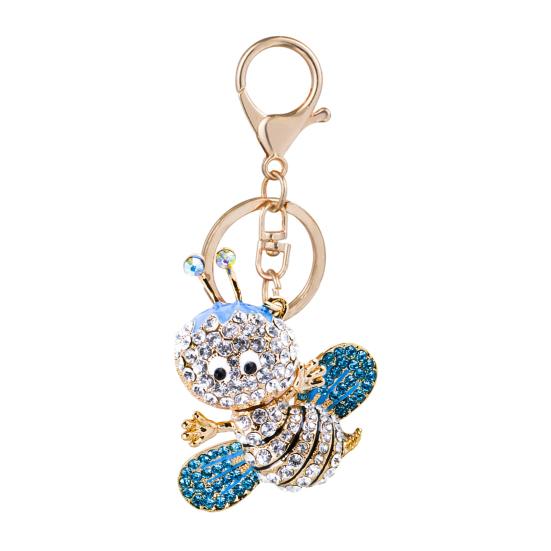 Sparkling Rhinestone Bee Keychain Cute Animal Key Ring Bag Charm with Lobster Clasp for Handbag Purse Wallet