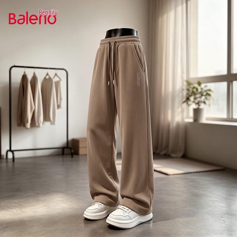 Baleno Men's Autumn Retro Chenille Warm Straight-Leg Pants