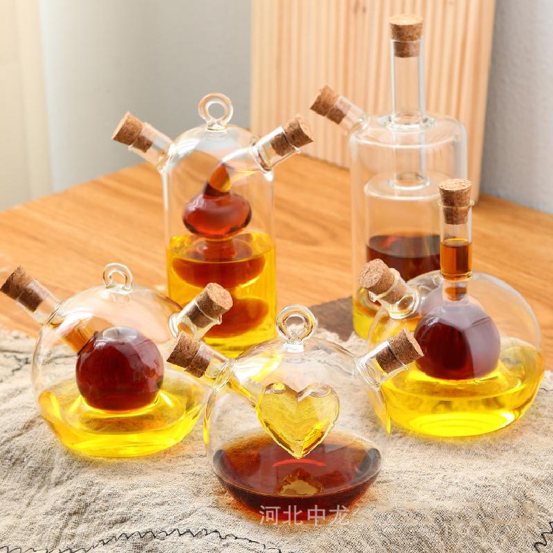 Double Glass Pot Kitchen Supplies Seasoning Bottle Soy Sauce Bottle Vinegar Bottle Glass Oil Vinegar Pot Kitchen Accessories