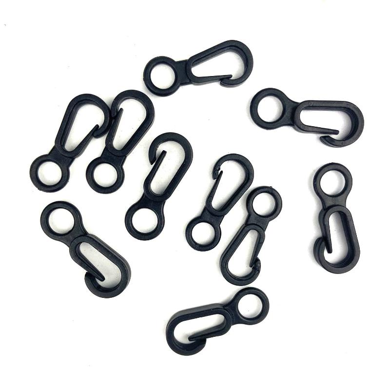 20Pcs Durable Black Plastic Snap Hooks Sturdy Buckles for Keychains Backpacks Camping Travel Outdoor Activities