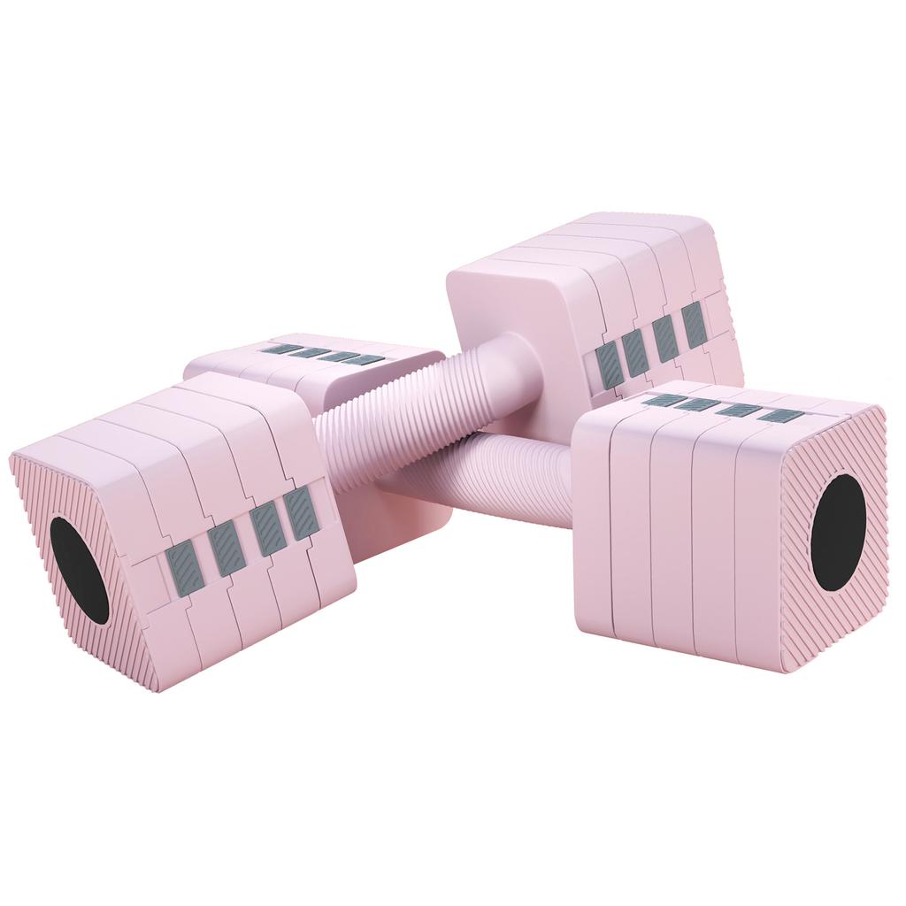 Adjustable Dumbbells, Set of 2 x 5 kg, Pairs 1-5 kg, Non-Slip Handles, Pink