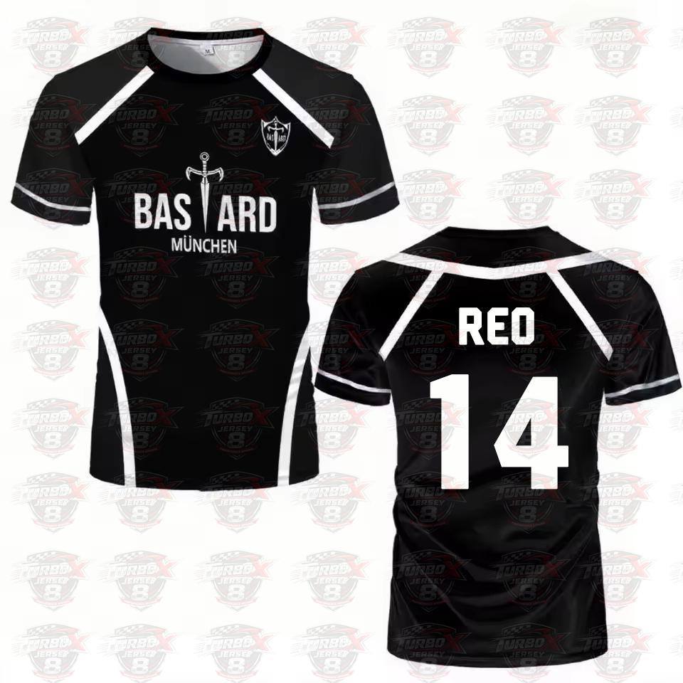 Blue Lock Anime Shirt Schwarz und Weiß Trikot Herren Fußball T-Shirt Kaiser Isagi Training Atmungsaktiv Sport Herren T-Shirt