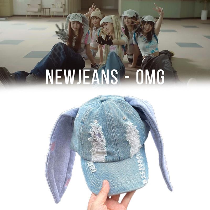 Omg Newjeans Hanni Danielle Round Top Baseball Cap With Rabbit Ears For Summer