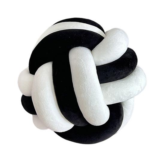 

Подушка ручной плетеный узел цветной блок круглый шарообразный плюшевый эластичный спальный компаньон диван украшение дивана подушка для фотографии 28cm черный белый