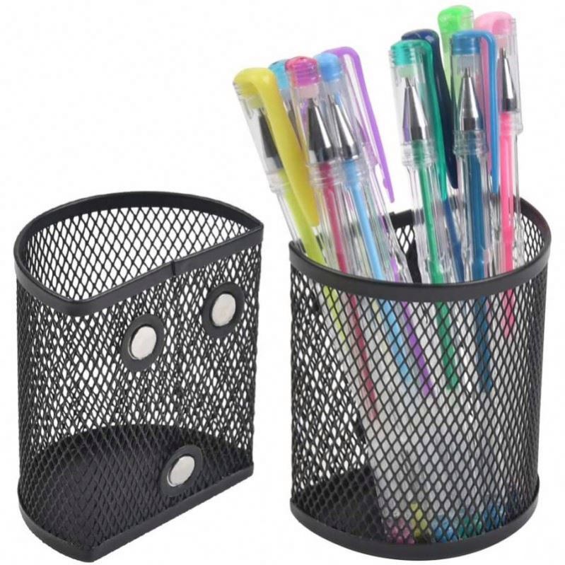 Magnetic Pencil Holder Half Circle Pen Holders Fridge Magnet Black