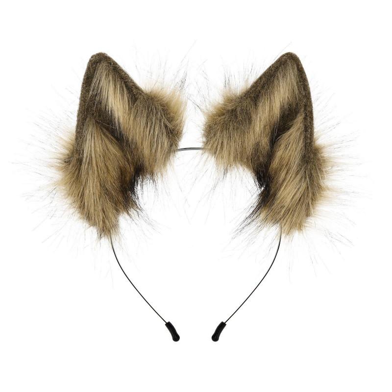 Handmade Plush Animal Ear Headband Cosplay Party Costume Wolf Fox Ears Hair Accessory Unisex