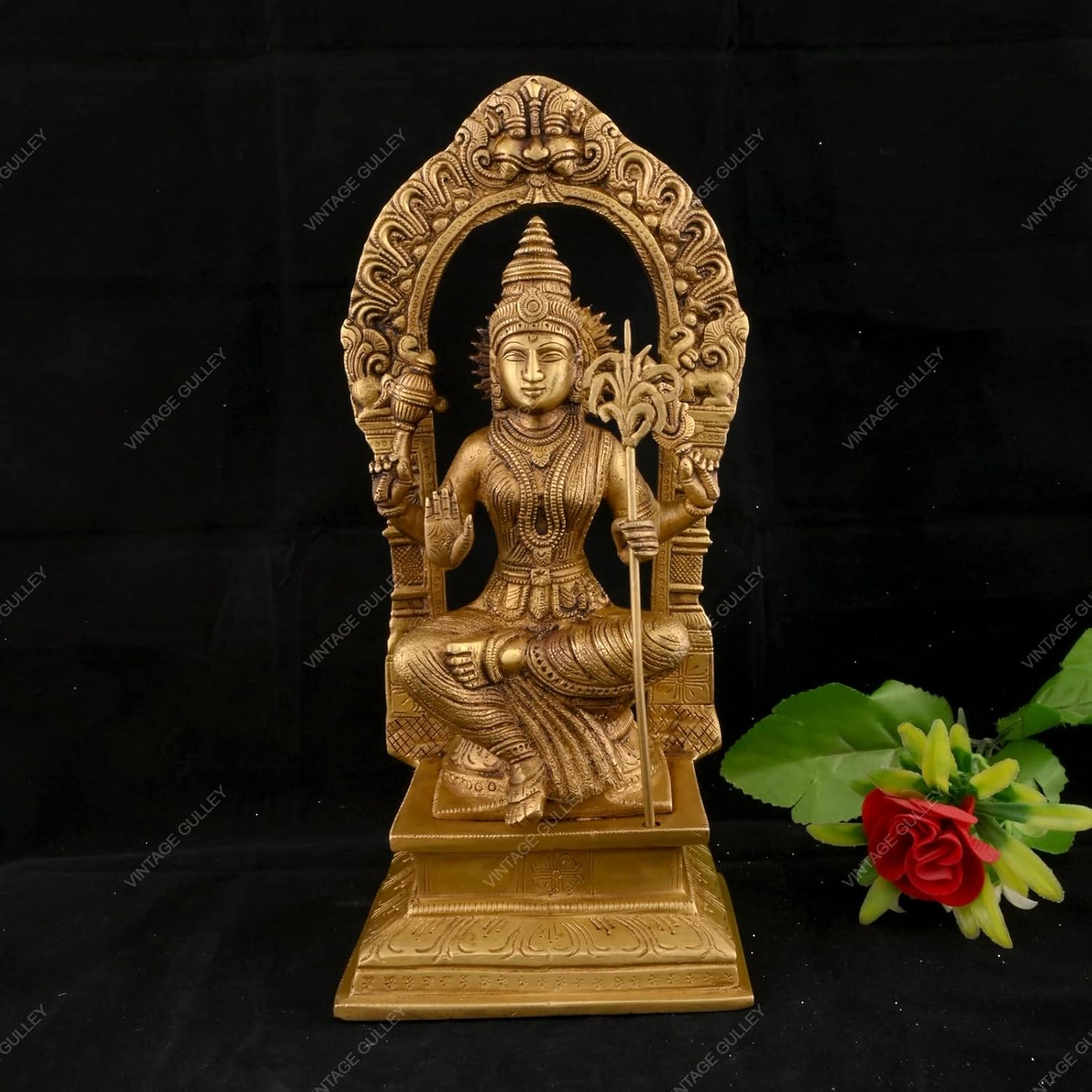 Pure Brass Raj Rajeshwari Devi Idol, Religious Sculpture Home Decor Showpiece