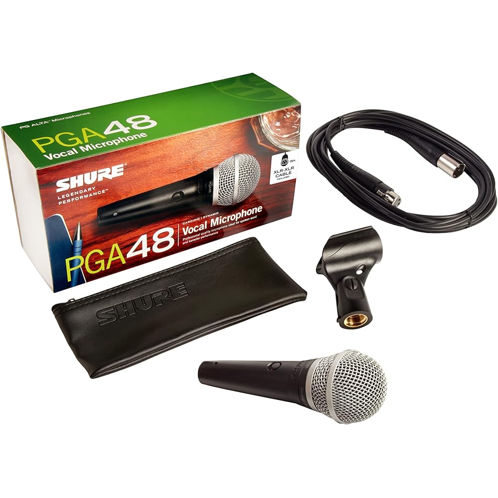 Shure Sure Dynamic Vocal Microphone: Cardioid/ Switch/ XLR-XLR Cable Included PGA48-XLR-J Black [...