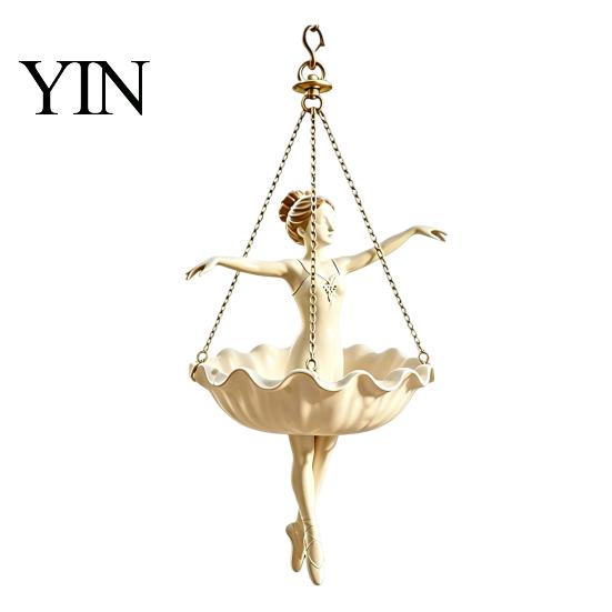 Ballerina Planter Ballet Dancer Hanging Planter, Cute Resin Plant Pot, Elegant Artistic Holder for Trailing Vines Succulents Spider Plants Pot