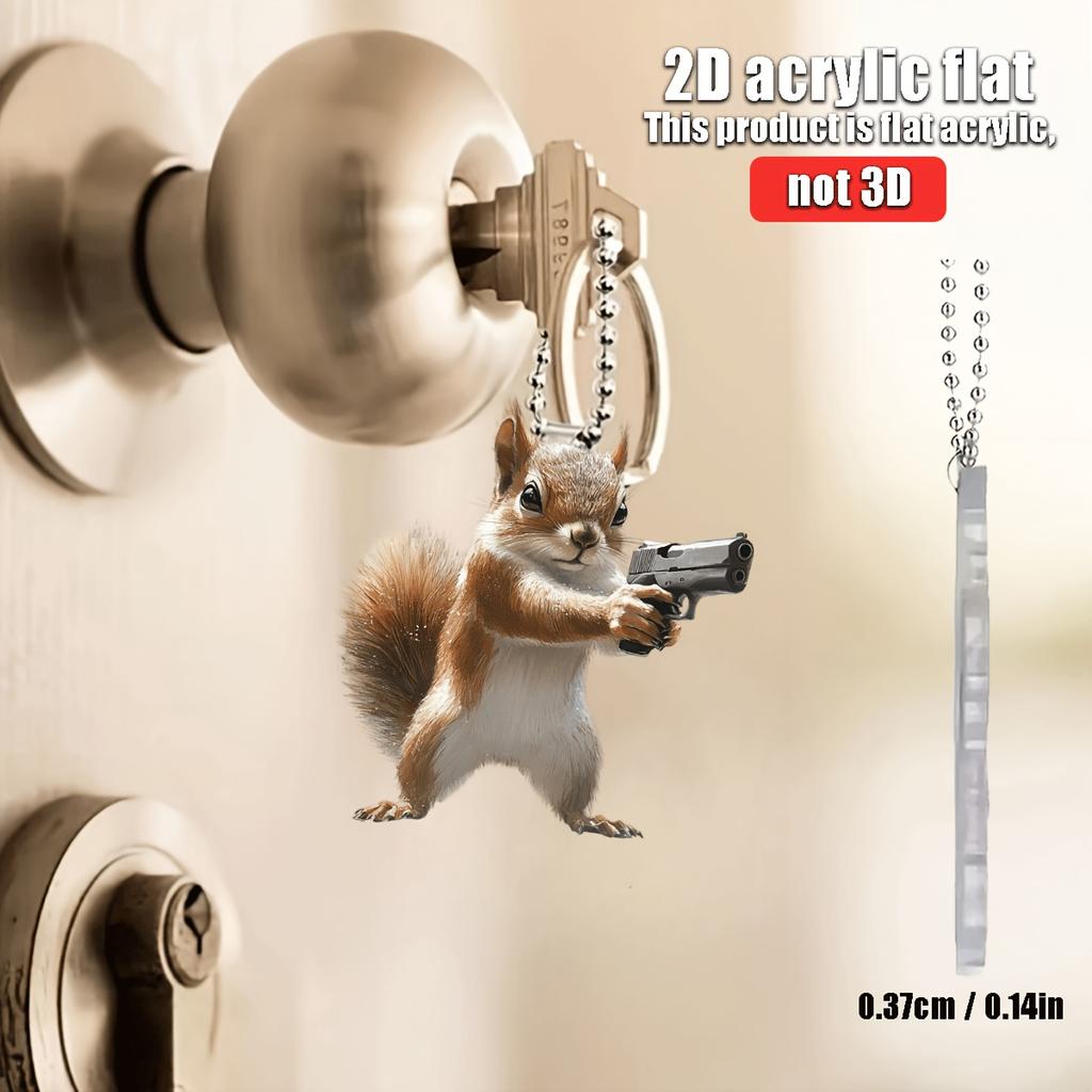 Scoiattolo Divertente 2D con Ciondolo Usato per Decorazione da Appendere in Auto Decorazione Divertente Decorazione per la Casa Accessori per Zaino Portachiavi