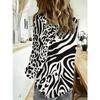 Damen Hemden Hemd Patchwork Knopf Druck Grafik Geometrisch Karriert Vintage Tropisch Alltag Langarm V-Ausschnitt Hemdkragen Langes Oberteil.