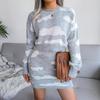 Women Autumn Winter Two Piece Suit Printed Knit Sweater Skirt Cover Sizes S to L Hip