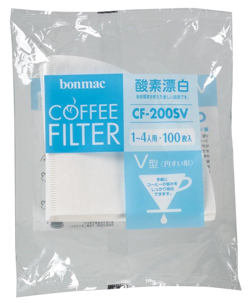 

bonmac Фильтр для кофе Bonmac на 1–4 чашки, ферментный отбеливатель, 100 шт., V-тип CF-200SV #858318