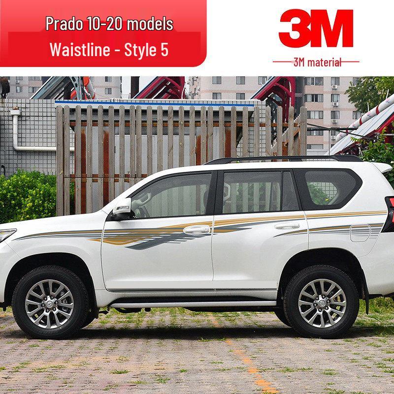 Toyota Prado 10-22 Models Car Body Color Stripe Decal Waistline Sticker.