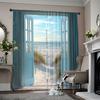 2pcs   2D Flat Printing Window Drapes Beach View Through Open Door Light Filter Festive Wall Decor Suitable for Multipurpose