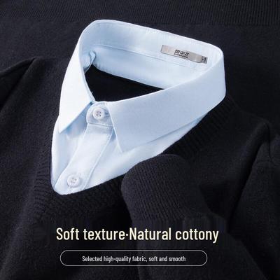 Men's Warm Shirt Collar Long Sleeve Pullover Sweater