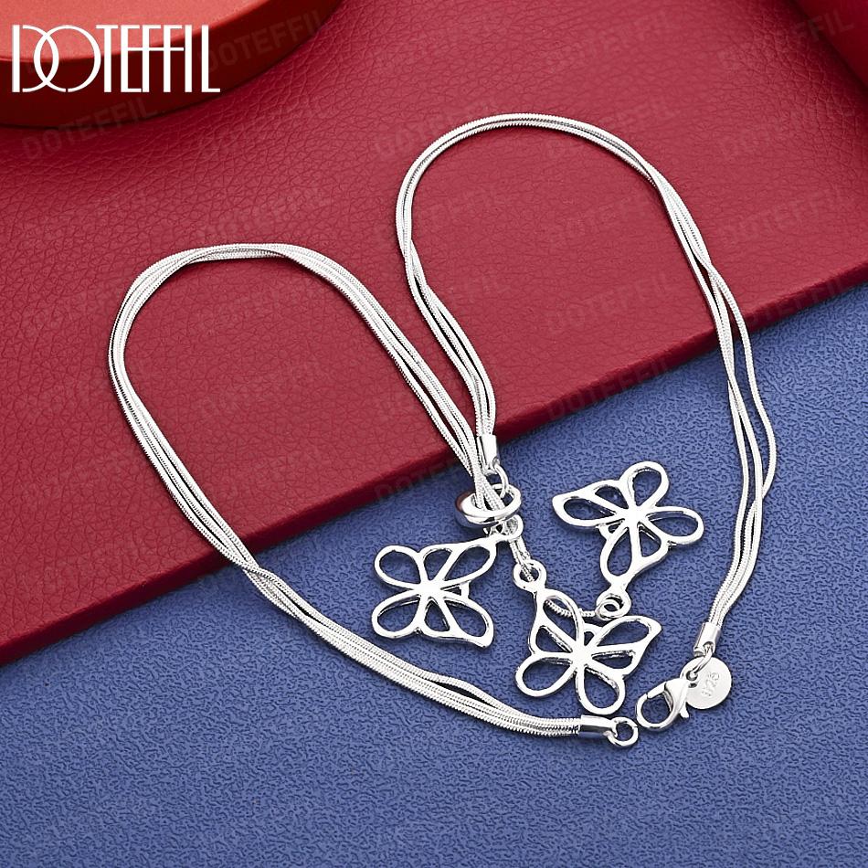 Ожерелье-змейка из стерлингового серебра 925 пробы с бабочкой, модные свадебные украшения 48cm