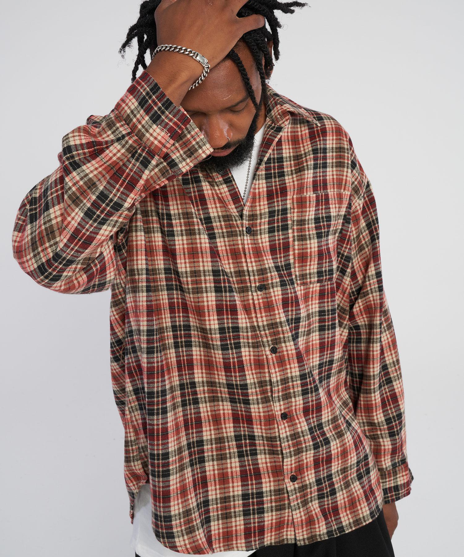 Tener Retro Oversized Fit Checkered Shirt_Red Red/F