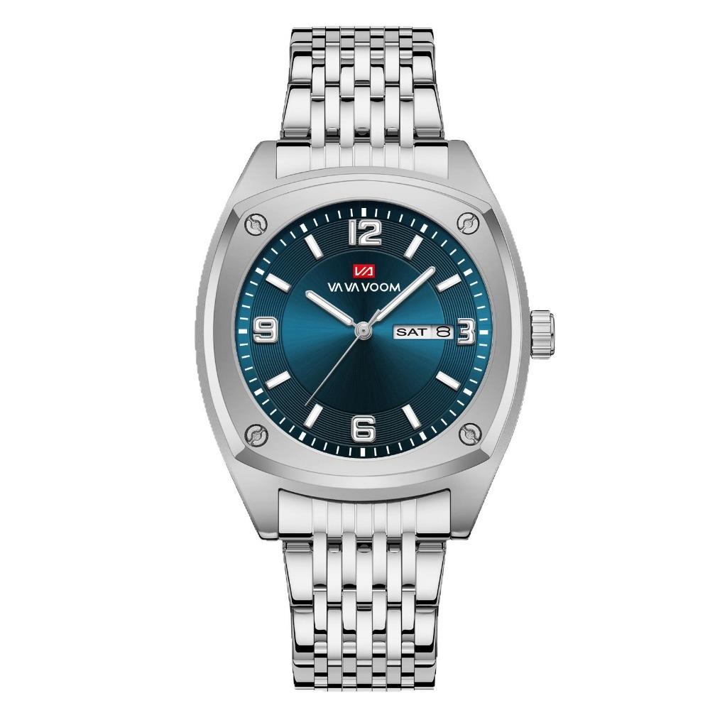 VA VA VOOM Dual Calendar Business Men's Watch Waterproof Luminous Quartz Steel Belt Watch