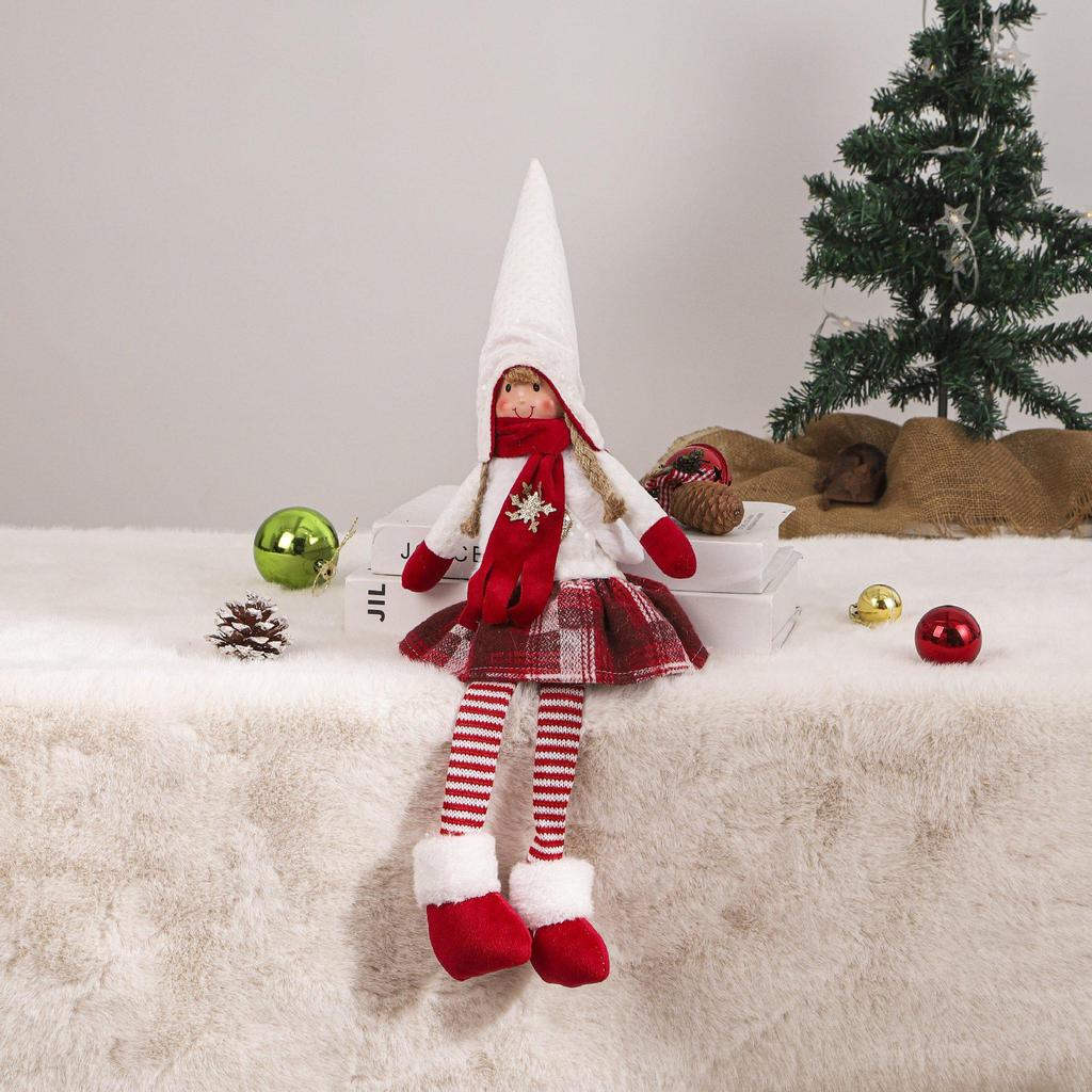 LED Christmas Angel Doll with Retractable Legs - Cute Holiday Elf Decoration