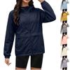 Women's Lightweight Breathable Long Sleeve Jacket Thin UV Protection Sunproof Coat for Commuting Outdoor Activities with Hood and Zipper