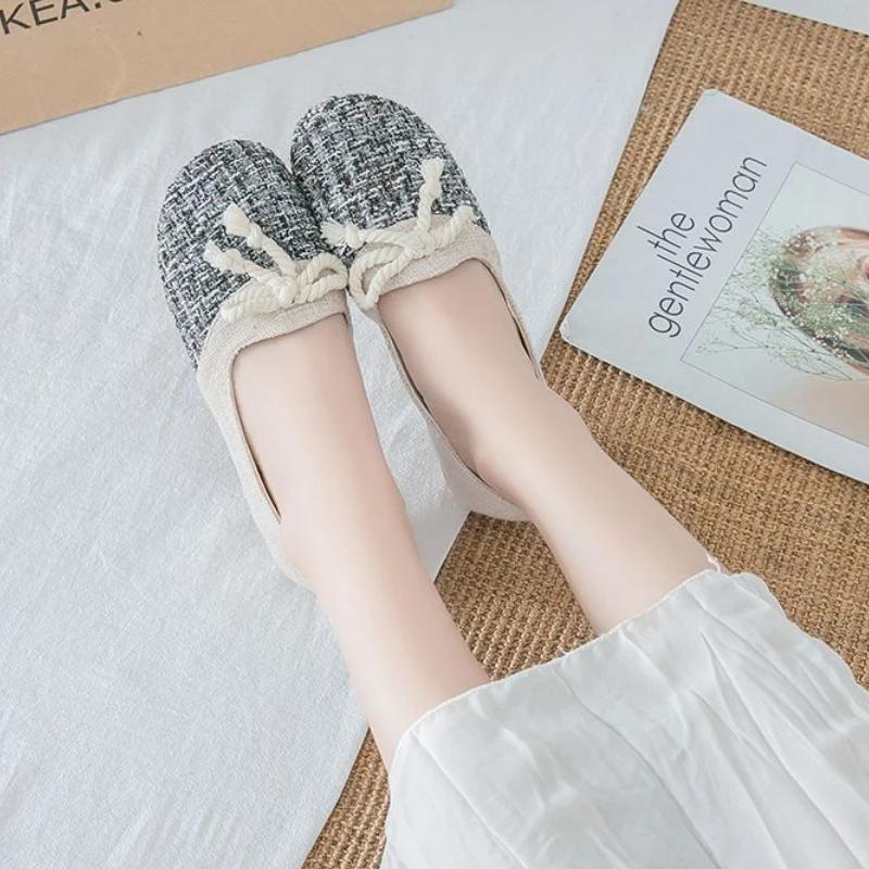 Fashion Light Trends 2025 Fashion Slip On With Bow Ladies Footwear Sale Korean Cheap Casual Offers Comfortable and Elegant Women's Shoes