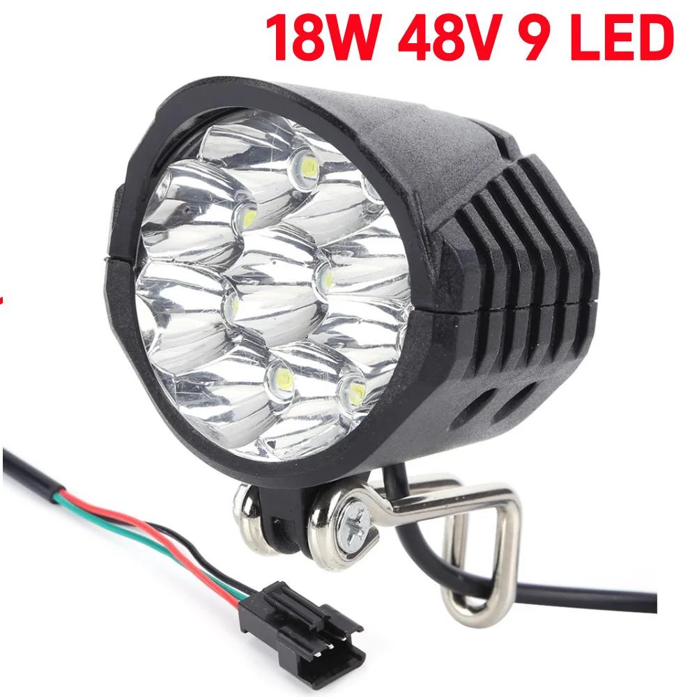 48V Tromba Luci E-Bike Alta Potenza Bicicletta Elettrica Scooter Faro LED Lampada Anteriore Impermeabile Accessori per Ciclismo Outdoor