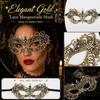 Half Face Halloween with Gold Foil Lace Design for Masquerade Party Costume