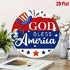 God Bless America Patriotic Metal Sign Vintage USA Flag Round Iron Wall Decor 8x8 Inch Stars Stripes Garden Yard Ornament
