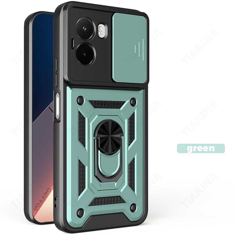 Slide Lens Armor Funda for Xiaomi POCO M7 4G Case for POCO M7 Plus 5G Case Magnetic Ring Stand Holder Cover Shockproof Capa