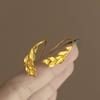 18k Electroplated Leaf Metal Ear Hook New Chinese Retro Personalized Versatile Earrings Light Luxury Earrings