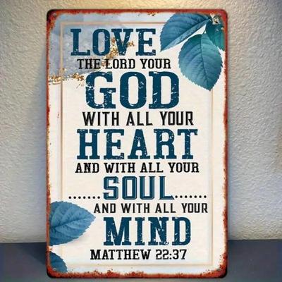Christian Metal Sign Love God Vintage Home Decor Inspirational Wall Art
