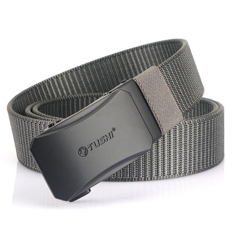 New Men'S Commuting Belt With Automatic Buckle Nylon Waistband, Outdoor Leisure Versatile Double-Layer Thick Belt