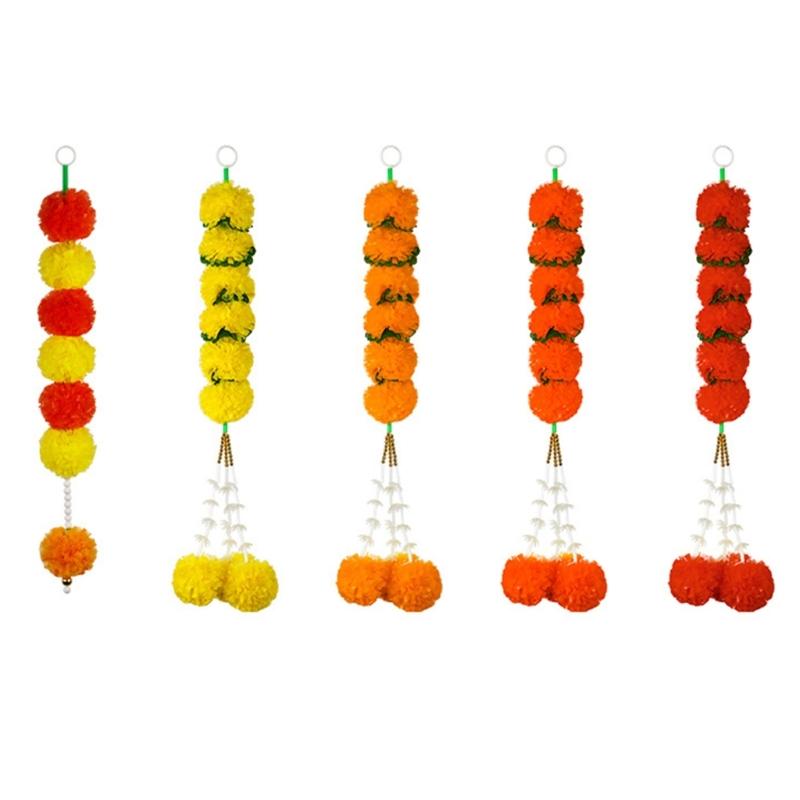 Marigold Hanging Ornament Artificial Marigold Garlands for Decorations Indian/American Wedding Mantles Party Decoration