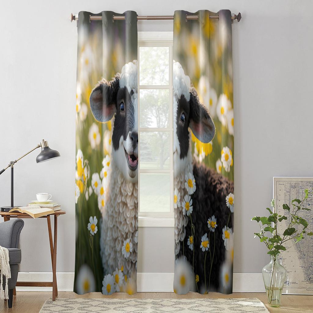 Owce Stokrotki Farma Zasłona Okienna Salon Luksusowa Lambrekina Zasłona do Sypialni Dom Kuchnia Dekoracja Zasłona