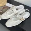 Fashion Sexy Mesh Shallow Women Sandals Fashion Buckle Narrow Band Hollow Slide Sandals Summer Comfort 42 43 Large Size Mary Jane Shoes