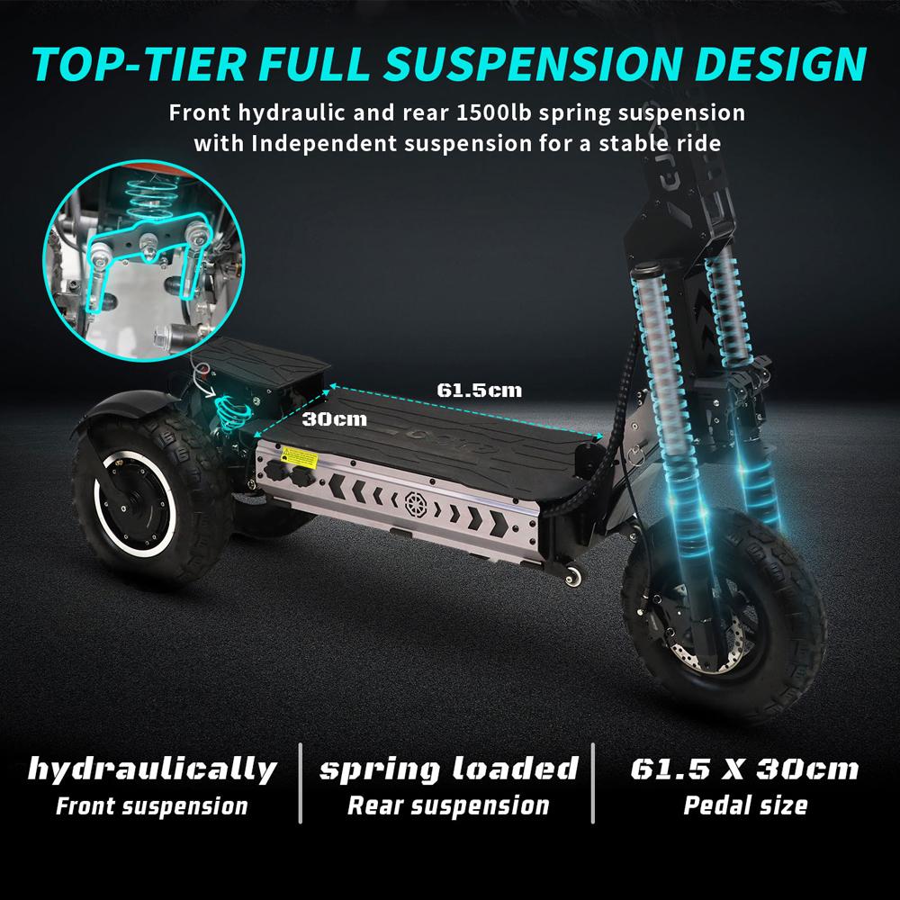Elektroroller Klappbar OOTD T30 13" 1600W x 2 Motor Elektrischer Offroad-Roller für Erwachsene Mit Sitz 60V 31,2AH LCD-Display Höchstgeschwindigkeit 65 km/h