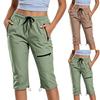 Women's Outdoor Hiking Pants Lightweight Quick Dry Capri Cargo Trousers Elastic Waist Adjustable Drawstring Outdoor Sports Pants