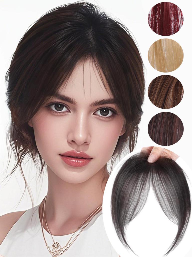 Black Blonde Red Grey Women's Synthetic Middle-Part Bangs Wig Natural Eight Side Bangs 5 Inch Black Brown Daily Wear Natural Fluffy