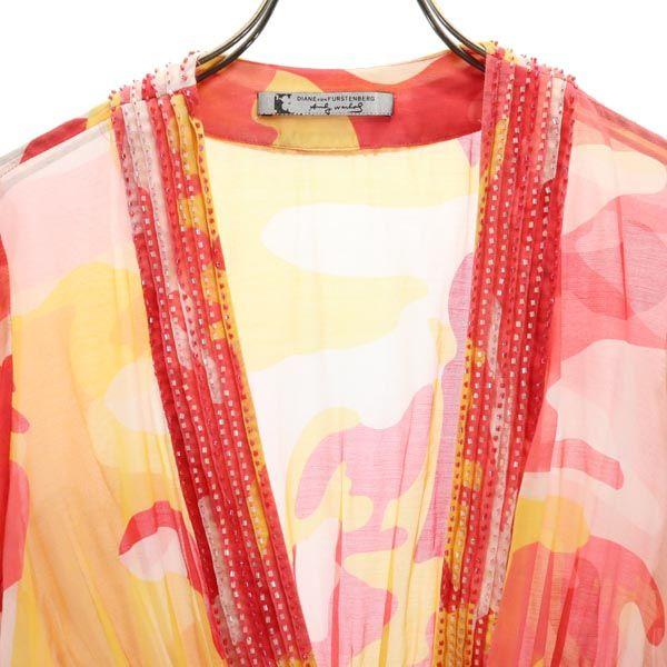 Diane von Furstenberg Silk Blend Overall Handle 7 Minutes Sleeve See Through Tunic Women Used