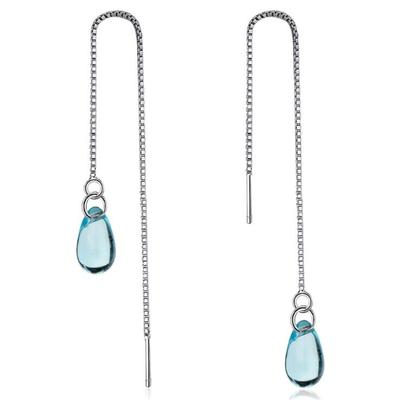 Neue kreative Temperament lange Ohr Linie 925 Sterling Silber Schmuck blauen Kristall Tropfen geformt exquisite baumeln Ohrringe Xze217