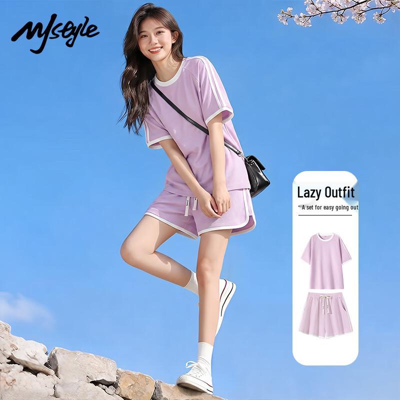 MJ STYLE Women's Waffle Knit Color Block Short Set