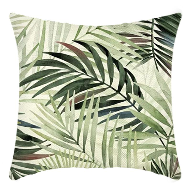 New Tropical Plant Leaves Rainforest Linen Cushion Pillow Cover