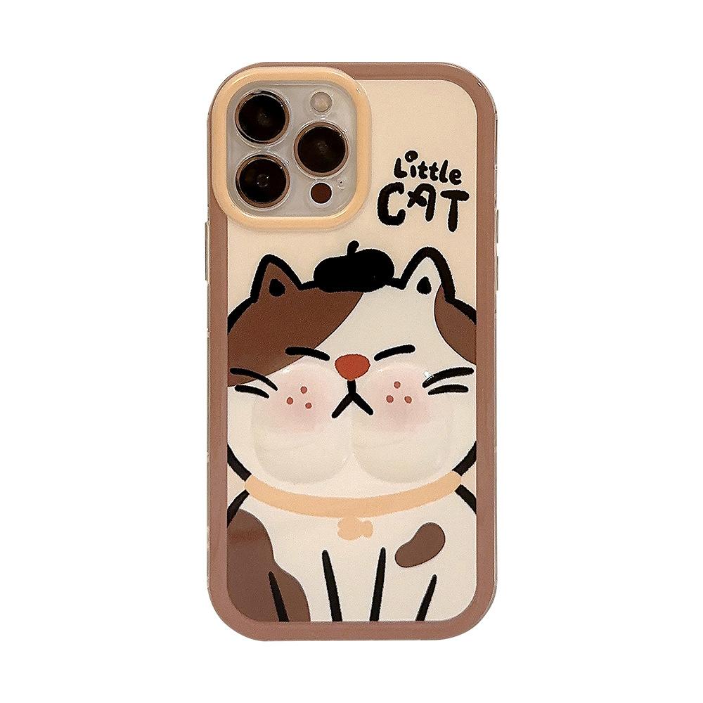 Pangpang Cat IPhone 14 Suitable for 15 Apple 13 Promax Phone Case 12 Maillard 16 Three Dimensional Cartoon XR Soft