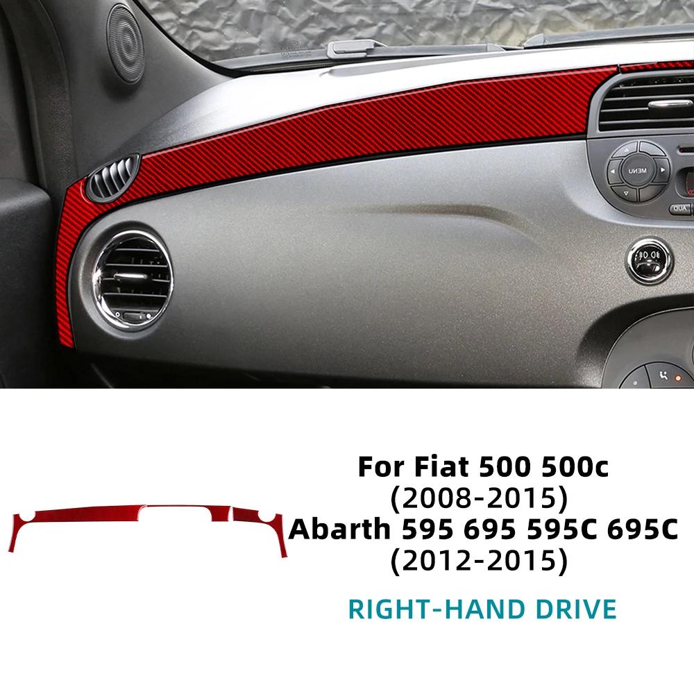 Real Soft Carbon Fiber Car trument Strip Sticker For Abarth 595 695 595C 695C 2012 2013 2014 2015 For Fiat 500 500C 2008-2015