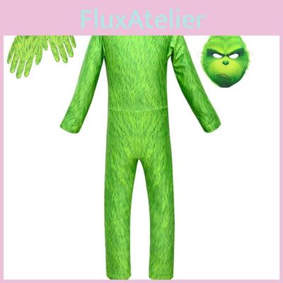 Wie der Grinch Weihnachten stahl Kinder-Jumpsuit Cosplay-Kostüm